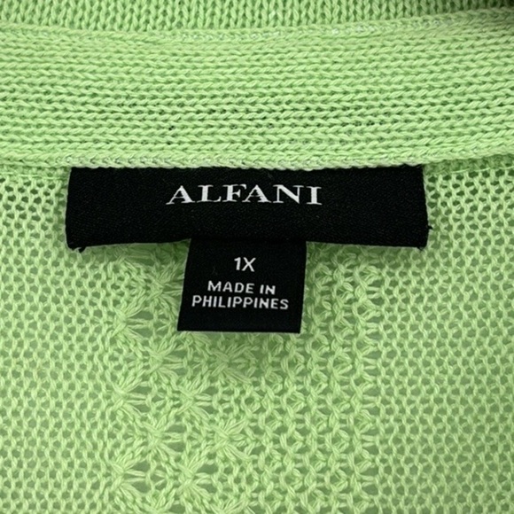 Alfani Great Escape Button Front Short Sleeve Sweater Women’s Size 1XL Green NWT - Picture 3 of 8